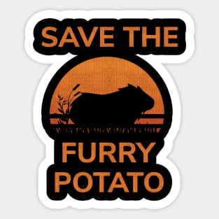 Save The Furry Potato T-Shirt - Guinea Pig Wheek Retro Gift Sticker